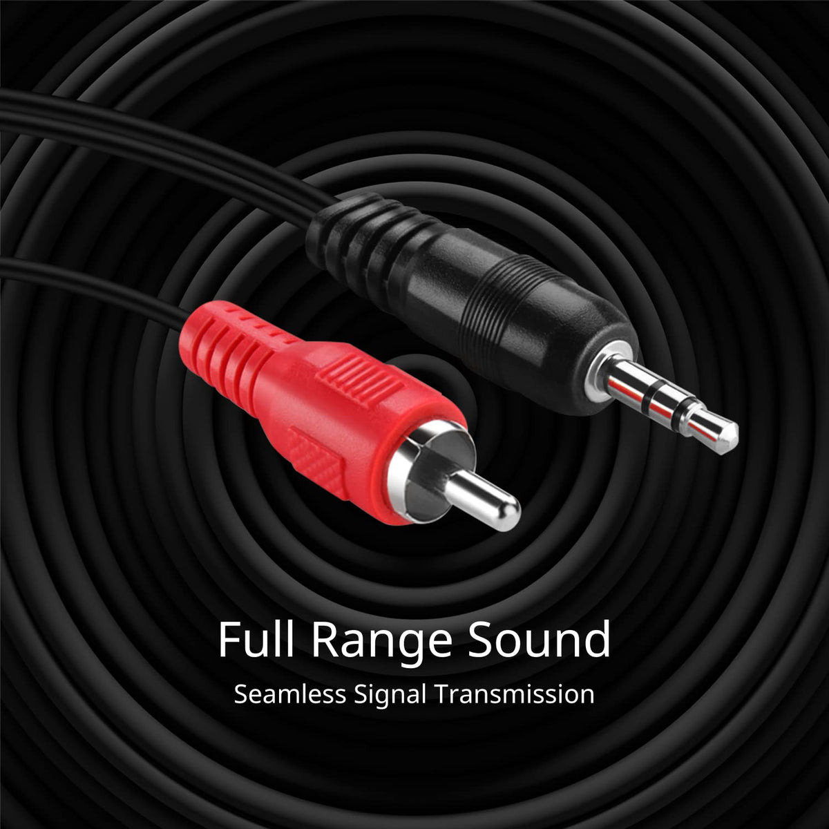 Cable de Audio 3.5mm a RCA TNP Dorado Bi-Direccional Conector Macho a Macho 30 Pies Estéreo 2RCA