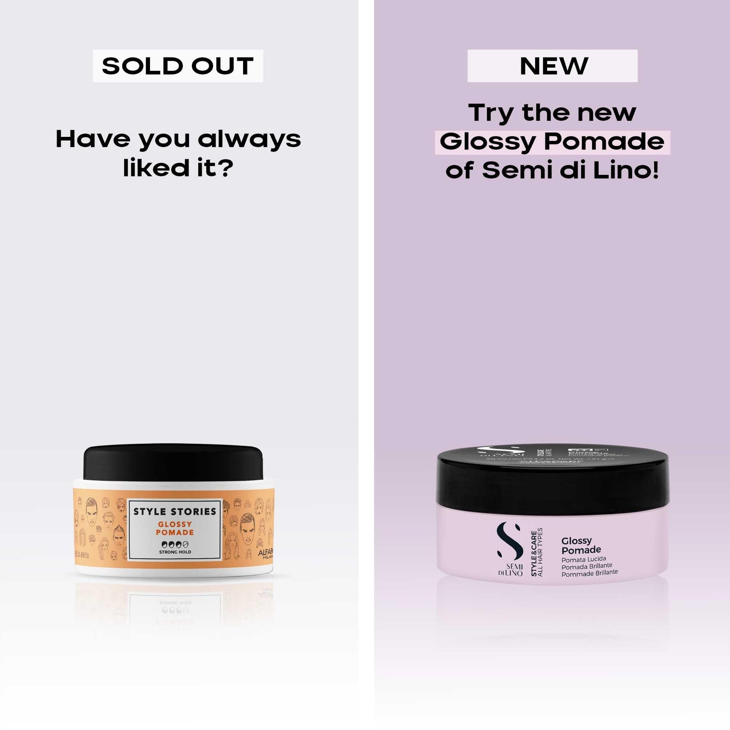 Alfaparf Semi di Lino Style&Care Glossy Pomade 90 ml - Pomada en cera con fijación suave para todo tipo de cabello (Nuevo Modelo)