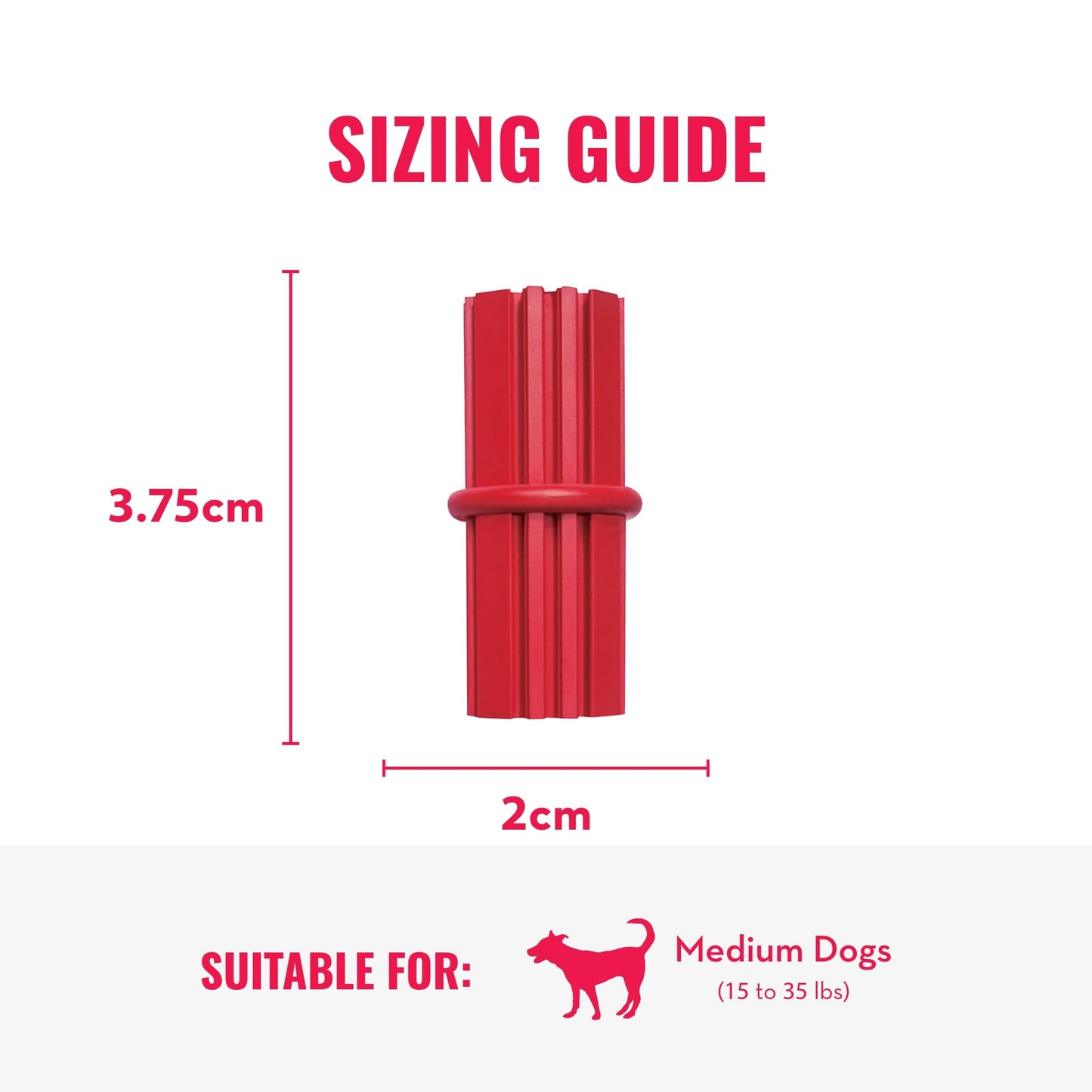 Kong Dental Stick Dog Toy, Medium, Red, Pack of 1