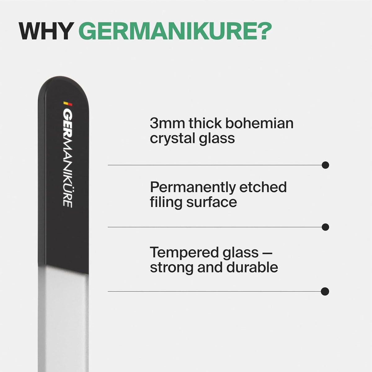 GERMANIKURE - Lima de uñas de cristal checo en estuche de terciopelo vegano, colección Moments Not Things, productos profesionales de manicura y pedicura para dar forma suave y fácil a las uñas naturales