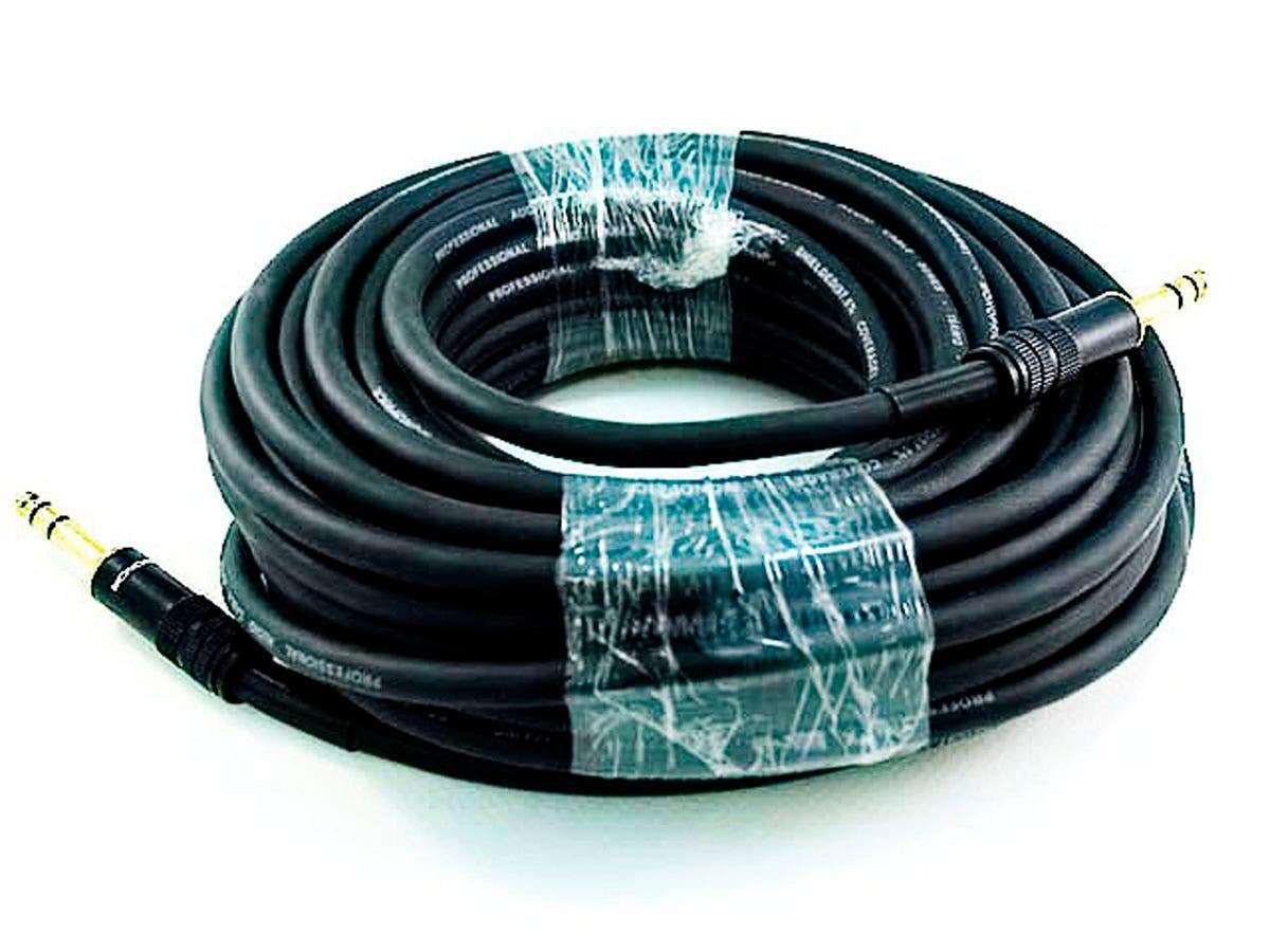 Cable Mono Premier Series 1/4 Pulgadas TRS Macho a Macho Negro 15 Pies 16AWG Chapado en Oro