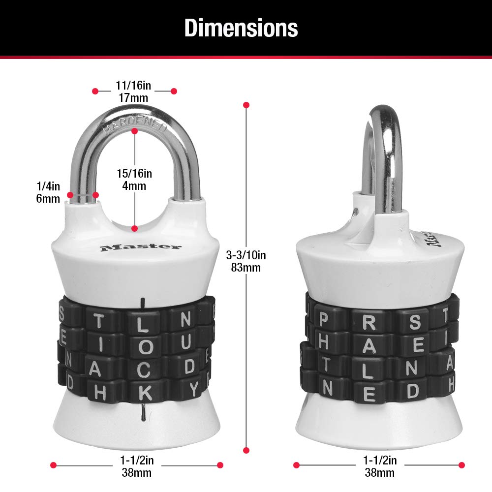 Candado de Combinación Master Lock Gris con Letras para Recordar Fácilmente