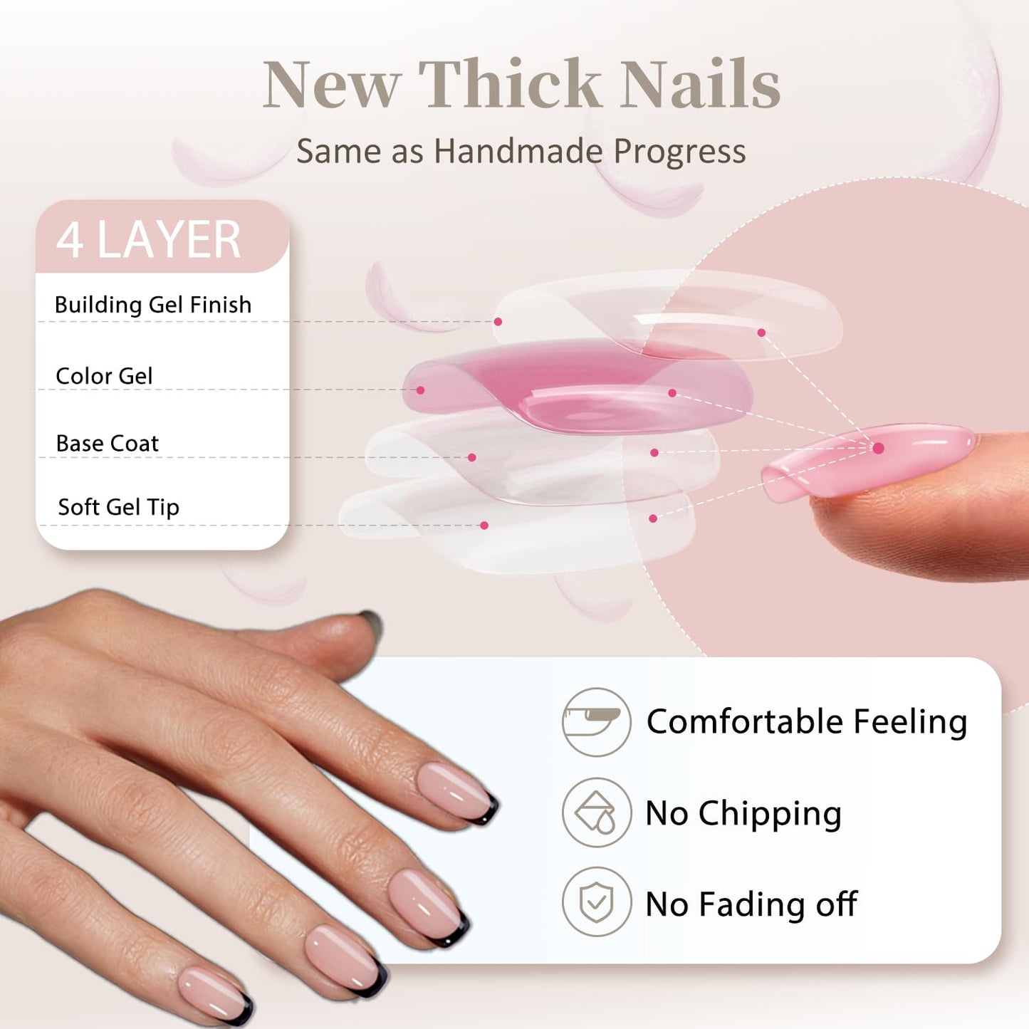 SXVME- Qué naturales son: estos diseños de uñas cuadradas con prensa francesa de color rosa claro se ven muy naturales, con un acabado perfecto que se adapta al lecho ungueal y un color base rosa nude