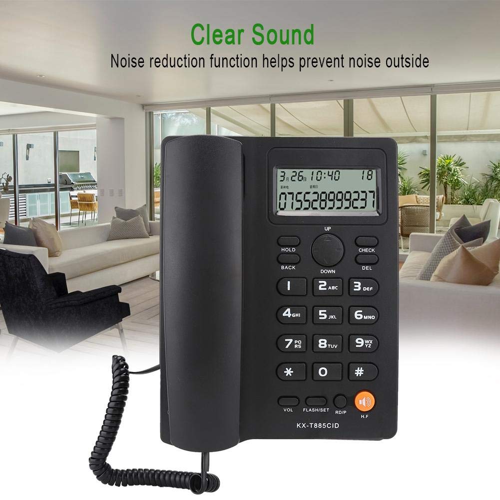 Oumij1 Teléfono del Hotel Identificador de Llamadas Teléfono Llamadas Manos Libres Oficina en el Hogar Teléfono Fijo del Hotel Inglés(Negro)