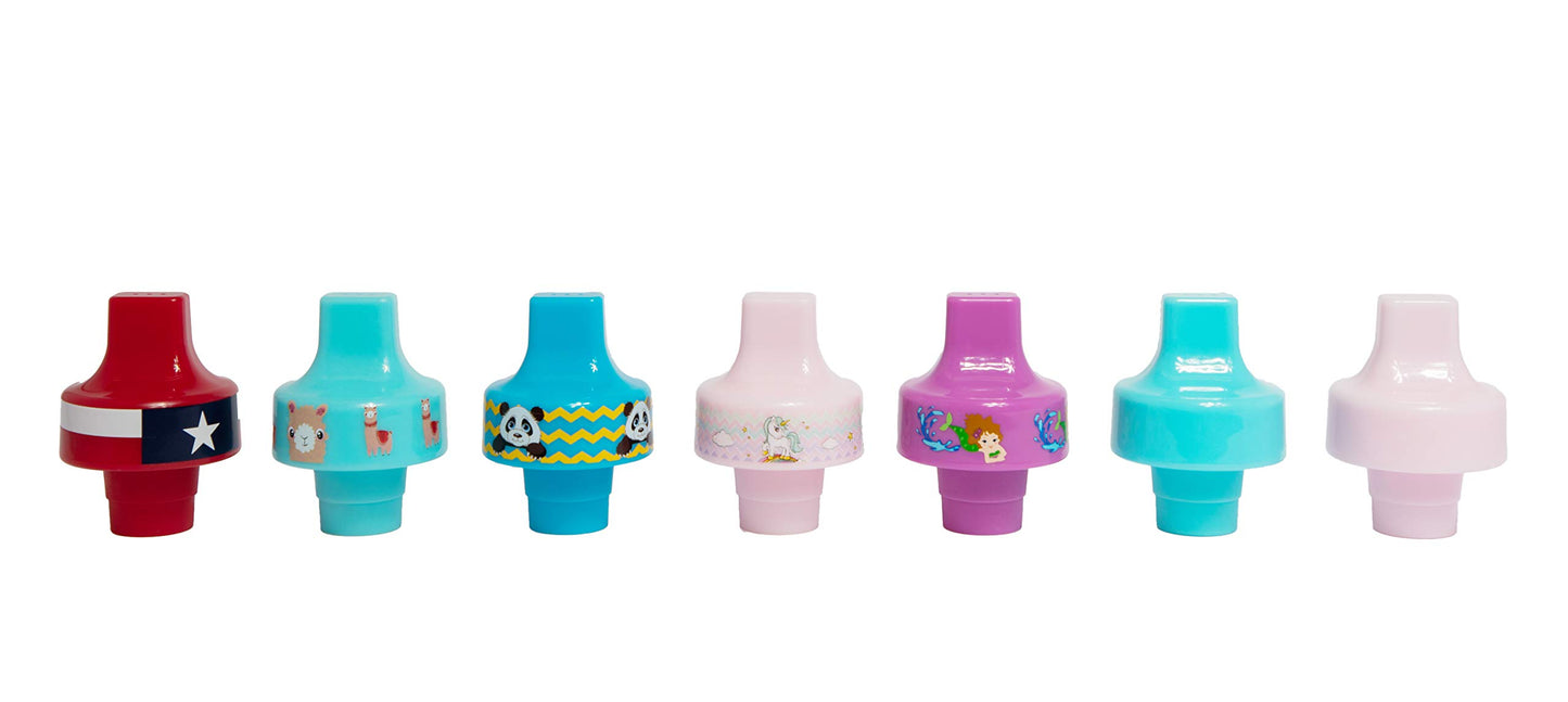 Refresh-a-Baby Adaptador universal para boquilla superior de botella: reutilizable, convierte cualquier botella en un sorbete a prueba de derrames, perfecto para viajar - Paquete de 2 (Mermaid)