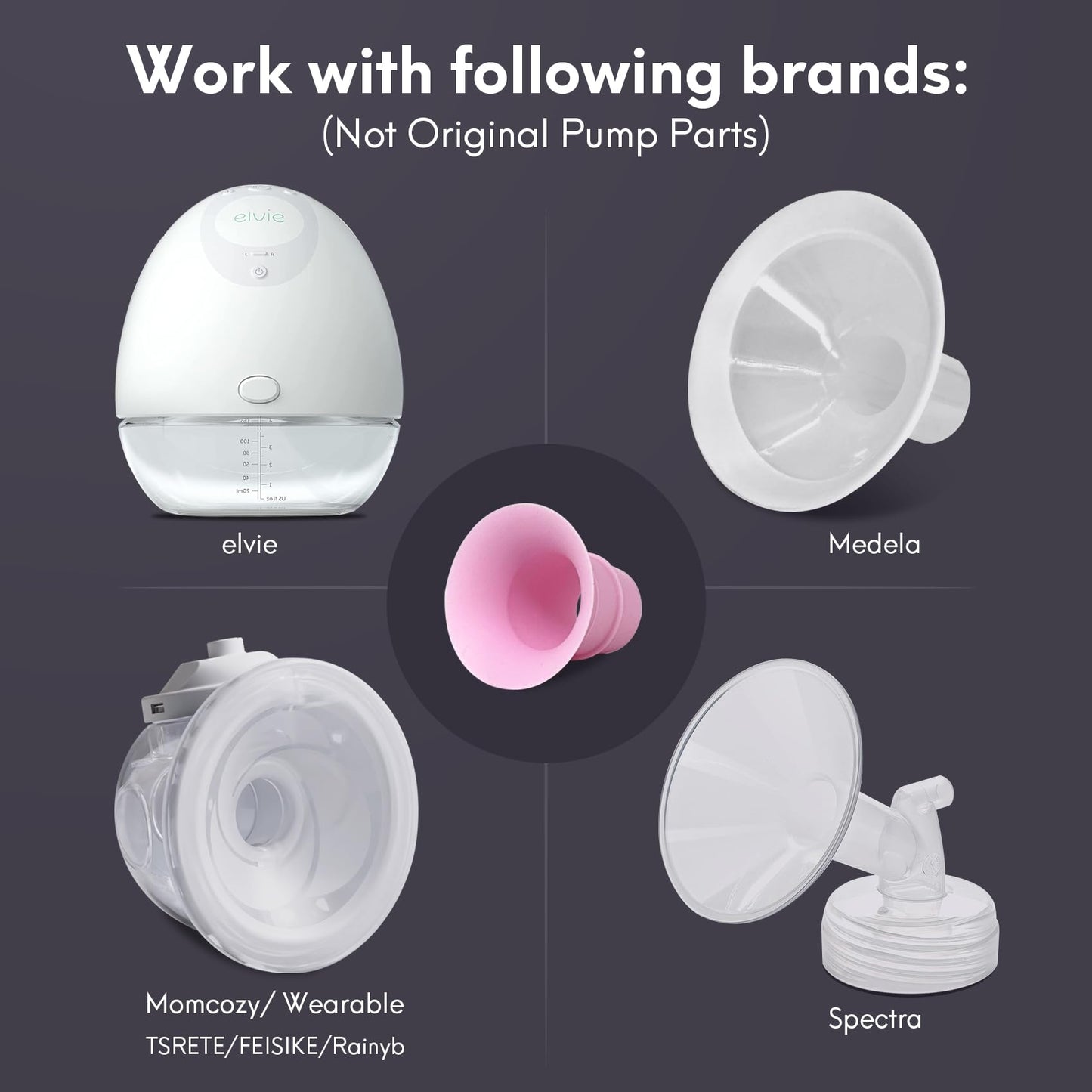 Yeabetter - Inserto de brida de 17 mm compatible con Elvie Stride, S18 S21 S23, Medela, para Spectra S1 S2, TSRETE, Momcozy S9 Pro S10 S12 Pro Bombas portátiles, reduce las bridas de 24 mm del