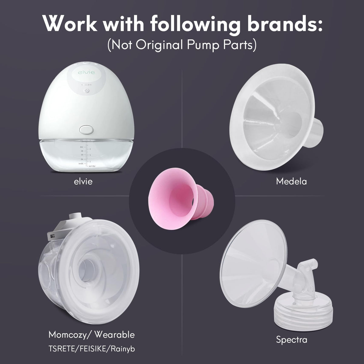 Yeabetter - Inserto de brida de 19 mm compatible con Elvie Stride, S18 S21 S23, Medela, para Spectra S1 S2, TSRETE, Momcozy S9 Pro S10 S12 Pro Bombas portátiles, reduce las bridas de 24 mm del