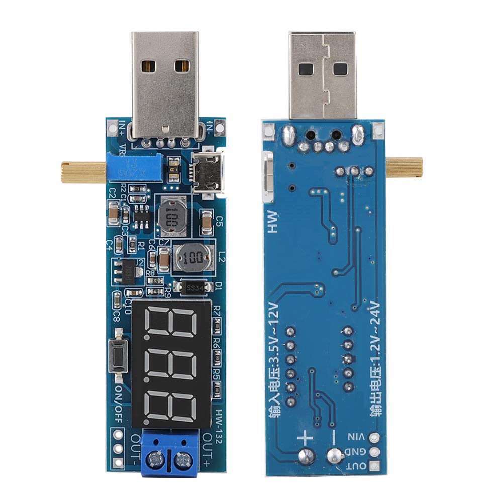 Hilitand Módulo regulador de Voltaje, USB Boost Step Up Fuente de alimentación Módulo regulador de Voltaje Módulo de Placa estabilizadora de Voltaje, Entrada 3.5V-12V/Salida 1.2V-24V