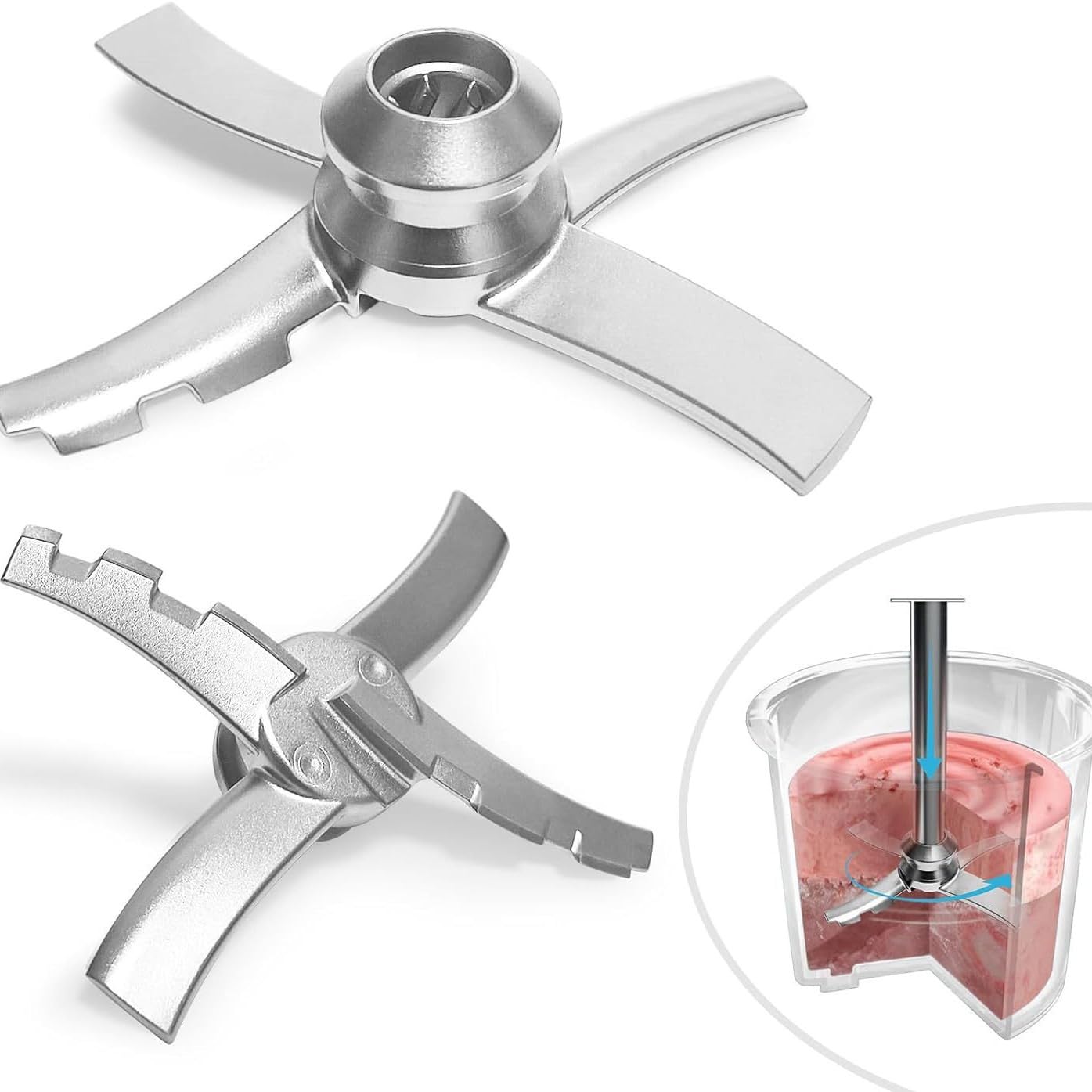 Cuchilla de repuesto compatible con fabricantes de helados Ninja Creami Deluxe NC500 Series, paleta de repuesto para ninja creami NC501 CN501CO NC500C NC501C NC501H plata de acero inoxidable