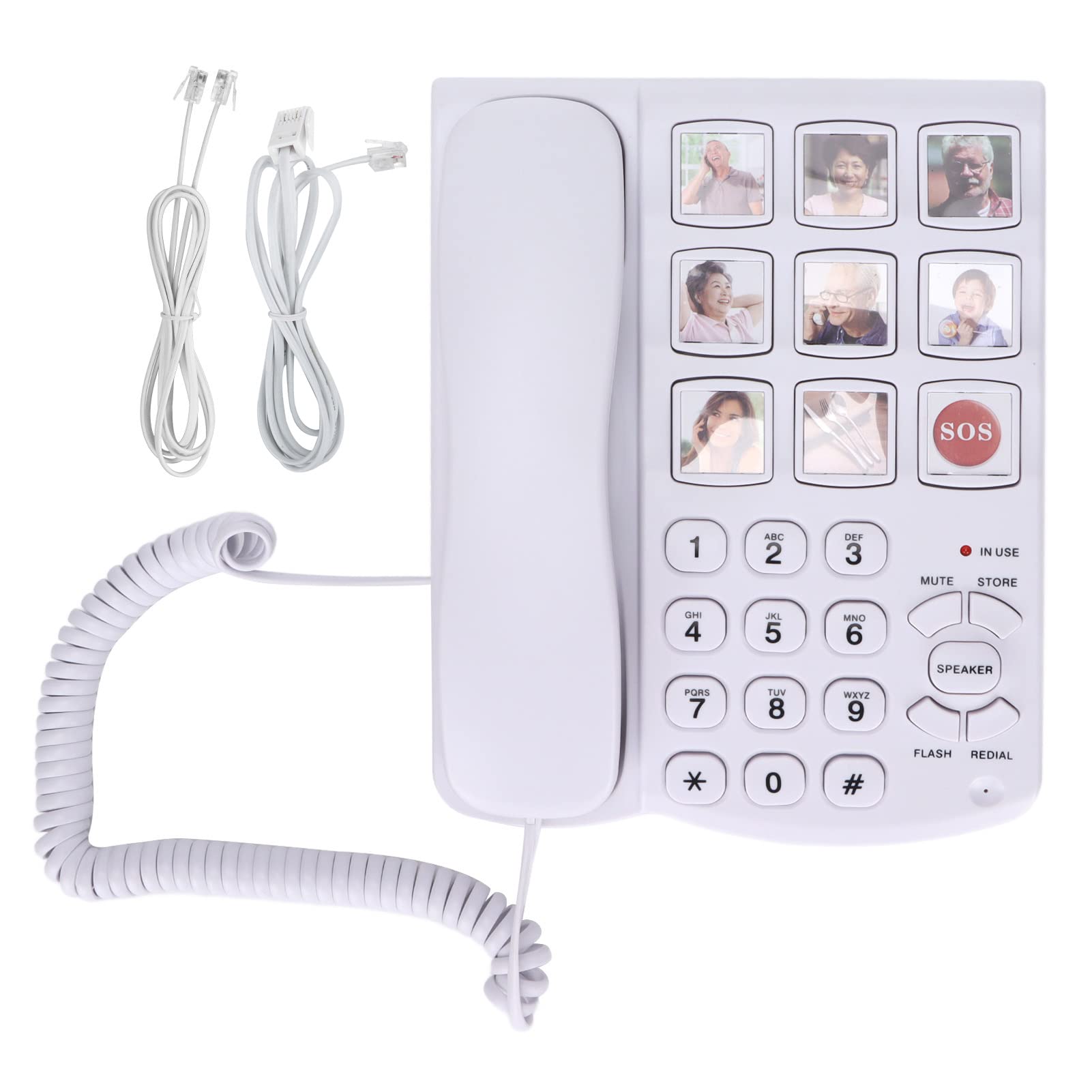 fansheng Teléfonos de Botones Grandes para Personas Mayores, con Discapacidad Auditiva, Teléfono Fijo con Cable Y Tonos de Llamada Súper Fuertes para Hogar, Teléfono de Escritorio con Cable