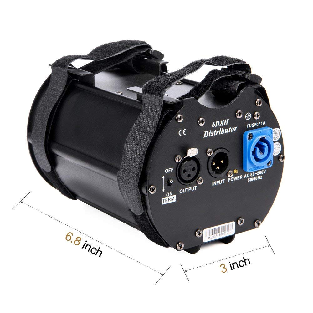 Divisor Aislado de 6 Vías MFL DMX Amplificador con Salidas de 3 Pines