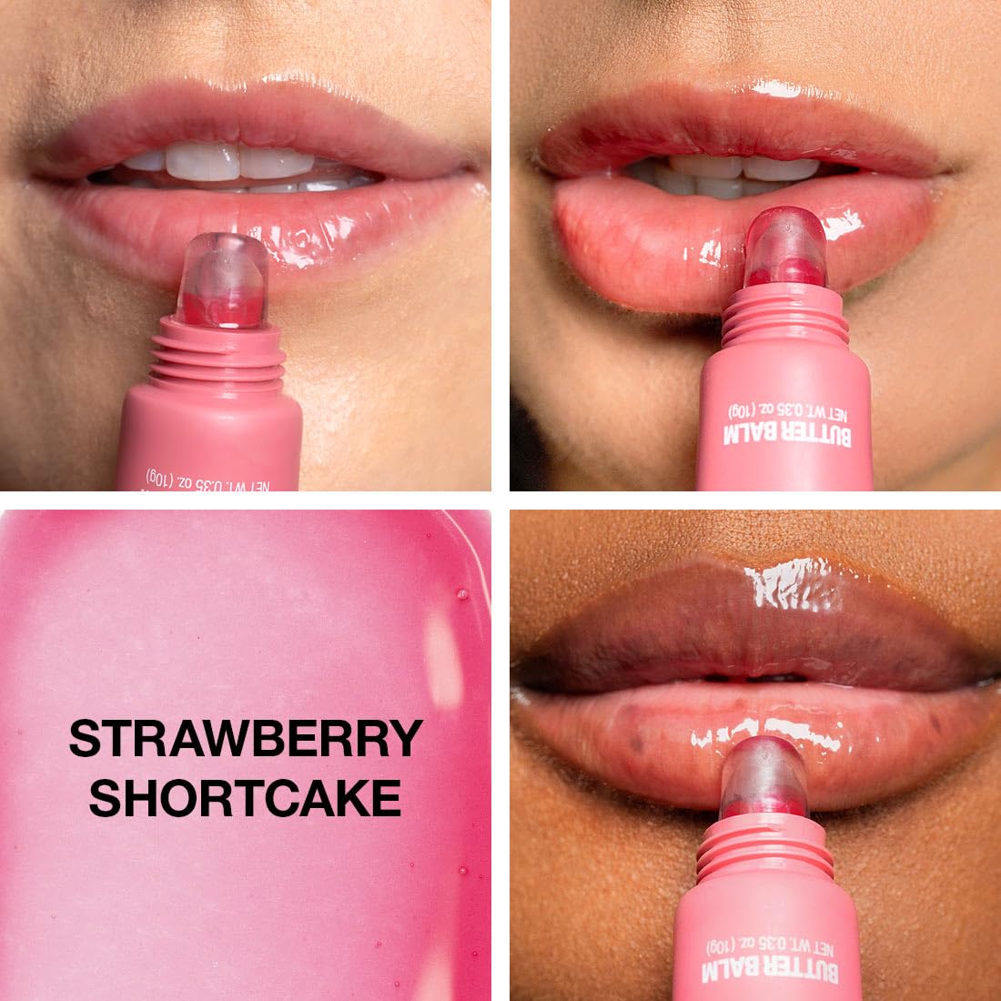 Palladio Butter Balm - Bálsamo Labial Hidratante con Tinte Transparente, Aloe, Péptidos, Manteca de Karité y Fórmula Vegana para Hidratación Instantánea, Strawberry Shortcake