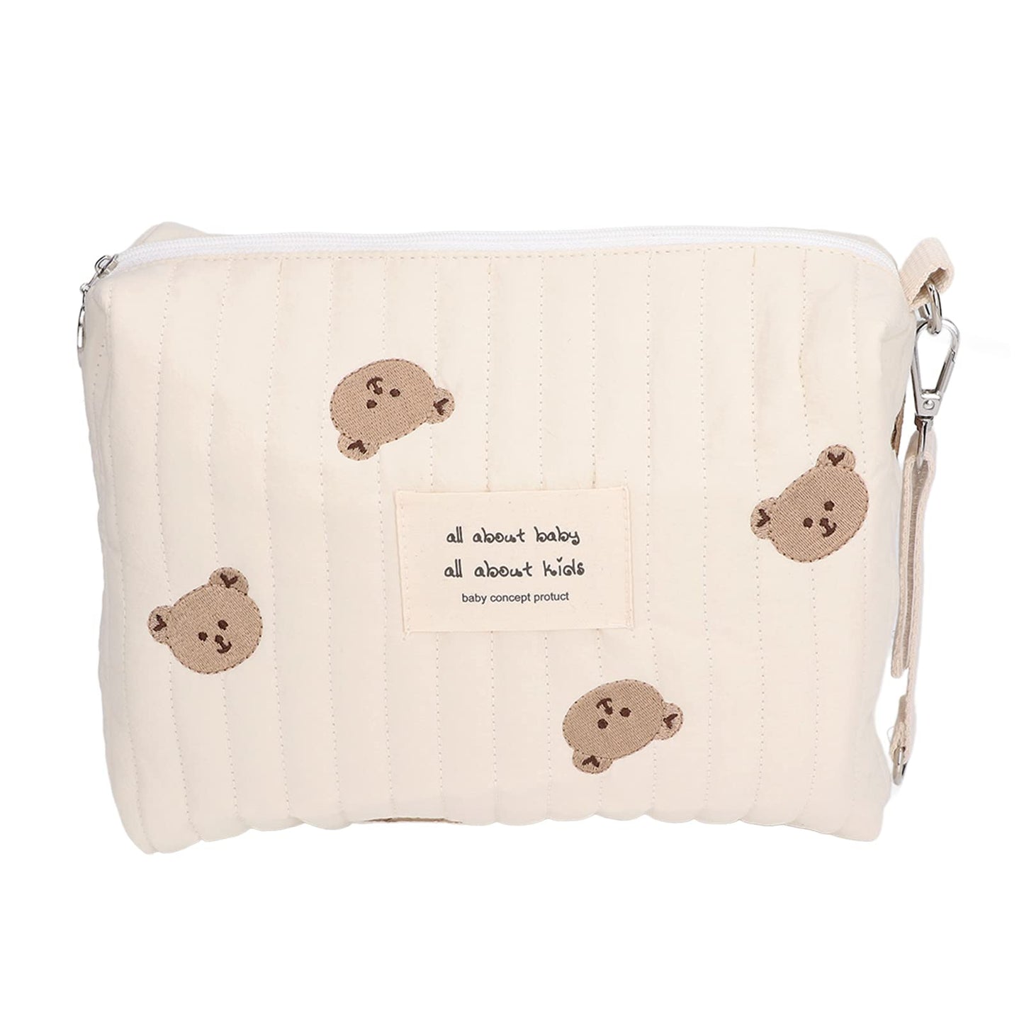 La bolsa de pañales para bebés, la bolsa de pañales al aire libre conveniente reutilizable patrón lindo para ir de compras(Bordado de oso)