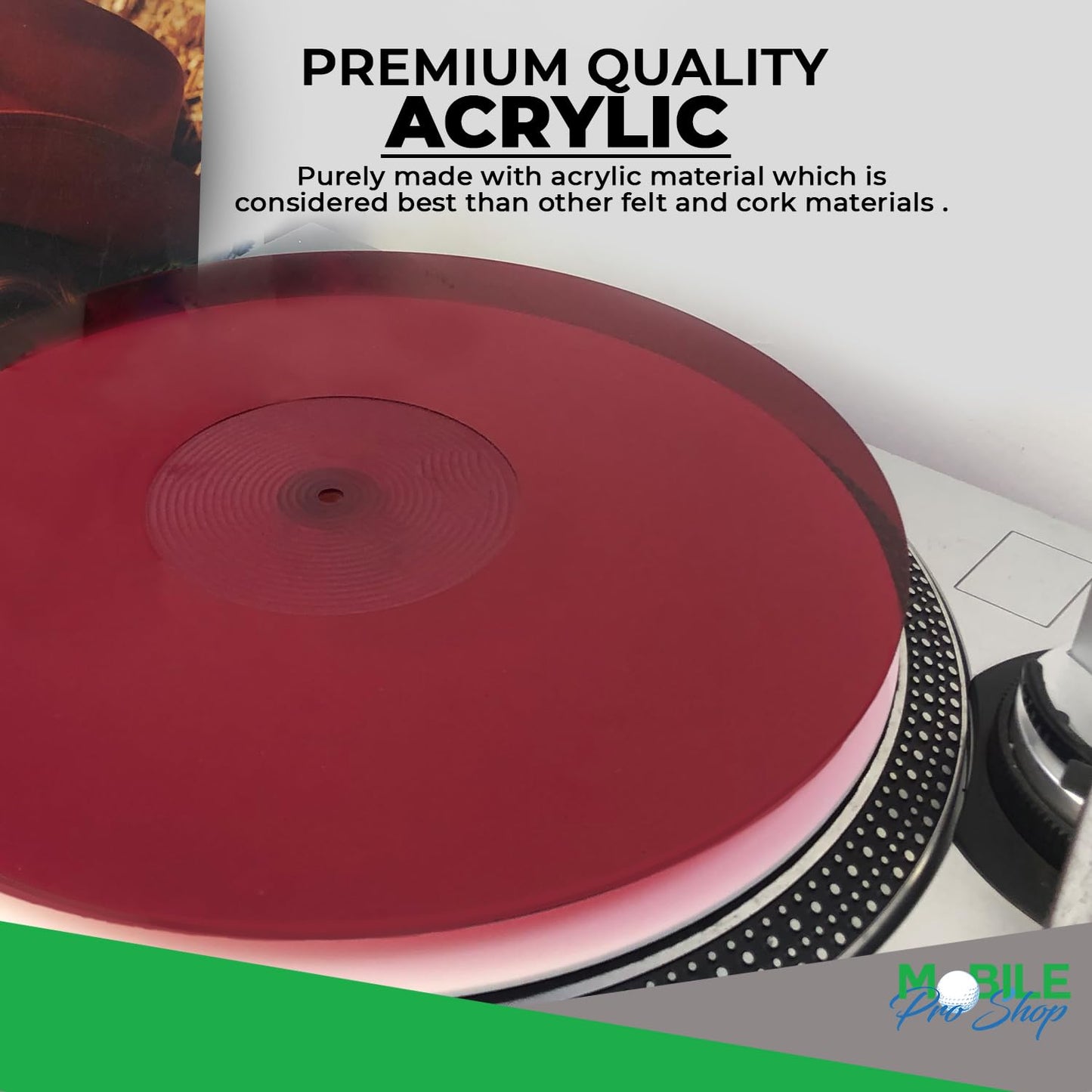 Slipmat Acrílico Mobile Pro Shop Rojo Mejora Sonido para Tocadiscos de Vinilo