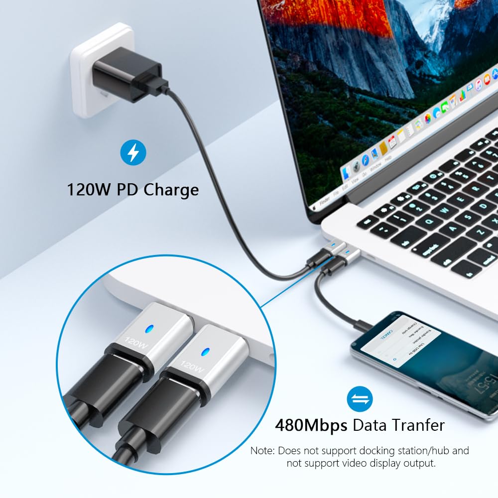 Adaptador Magnético USBC HESKUL Gris 120W para Portátiles y Teléfonos