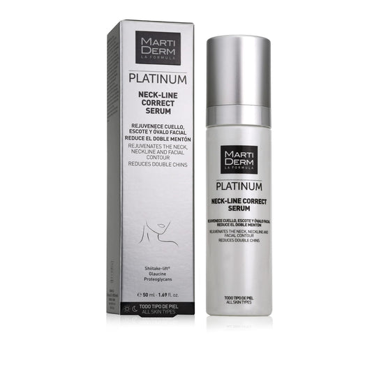 MartiDerm Neck Line Correct Sérum. Rejuvenece cuello, escote y ovalo facial. Proteoglicanos + Genisteína + Glaucina + Shiitake-lift. Reduce arrugas y el doble mentón. - 50 ml