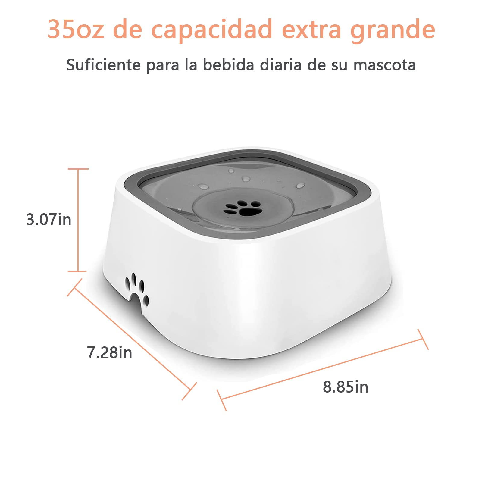 Cuenco de agua para perro de 35 onzas（1 litros），sin derrames，cuenco de agua para mascotas sin goteo，tazón de agua de viaje de gran capacidad para gatos, perros, cuenco de bebida para perro ansiosos