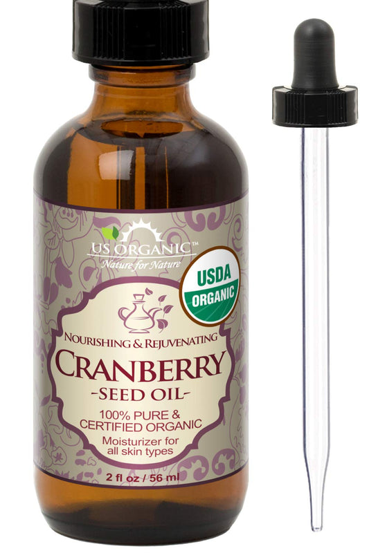 US Organic, Aceite de Semillas de Arándano, Certificado Orgánico por USDA, 100% Puro y Natural, Prensado en Frío, Virgen, Sin Refinar, Botella de Vidrio Ámbar con Cuentagotas (56 ml)