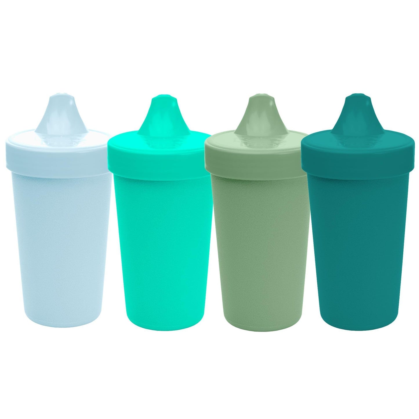 Re-Play - Juego de 4 tazas para beber a prueba de derrames para niños pequeños, reutilizables de 10 onzas, aptas para lavaplatos y microondas, fabricadas en Estados Unidos, vidrio de mar
