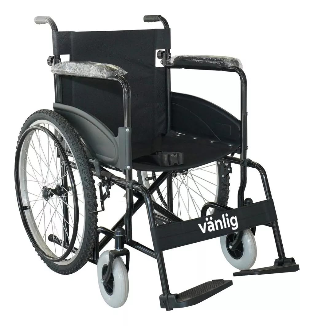 Silla de Ruedas Manual Todo Terreno VANLIG Ligera y Resistente plegable hasta 120 kg para Adultos
