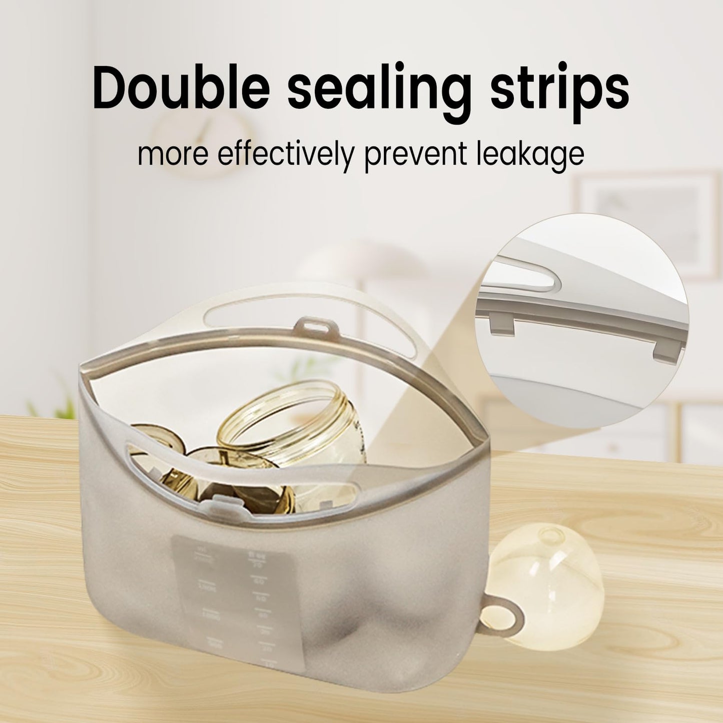 Bolsa esterilizadora de vapor de microondas de silicona para botellas (gris, 2000 ml)