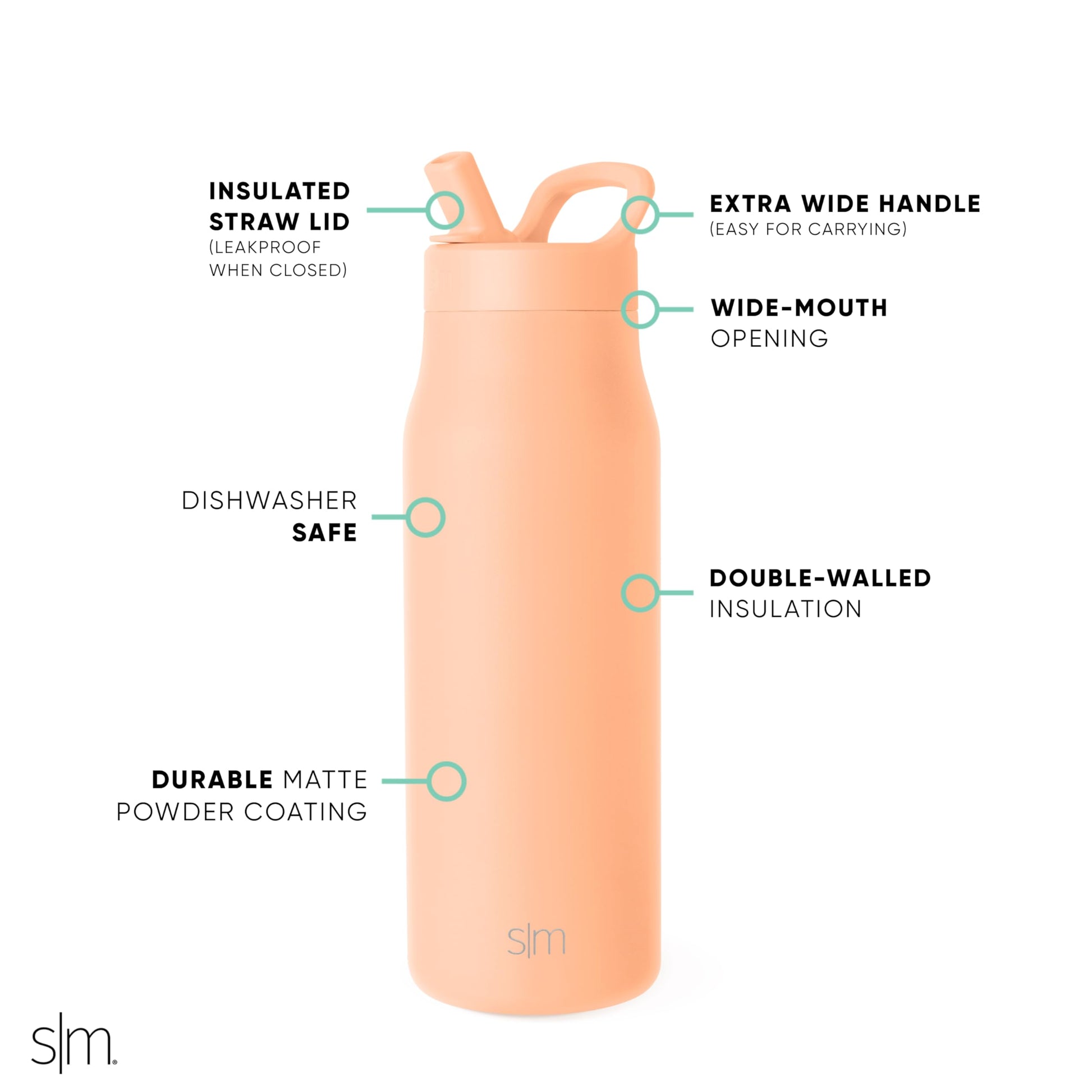 Botella de Agua Simple Modern Bellini Termo Aislado de Acero Inoxidable para Viaje y Gimnasio