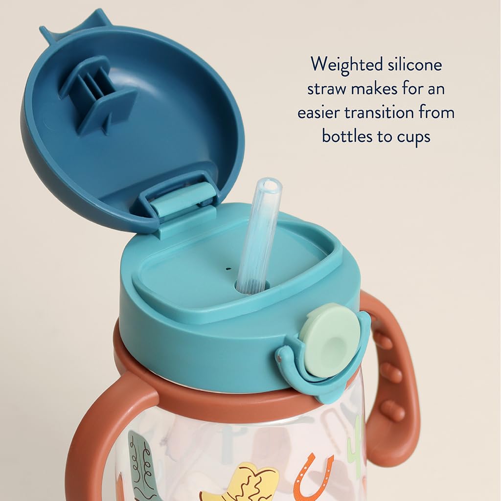 Itzy Ritzy - Taza para sorbos – Incluye pajita de silicona con peso, asas ergonómicas y tapa a presión (occidental)