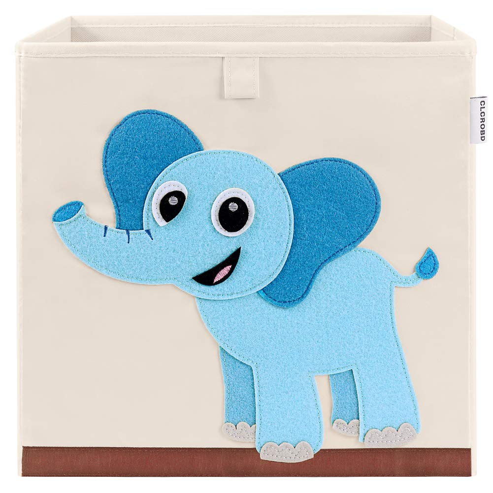 CLCROBD - Contenedores plegables de almacenamiento de cubo de animales, caja/cofre/organizador de tela para juguetes para niños, guardería, 33 cm (Elefante)