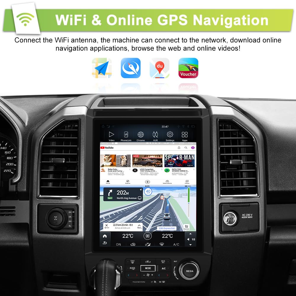 [4 GB+64 GB] Actualización de radio estéreo para Ford F150 2015 2016 2017 2018 2019 2020, Qualcomm 12.1 pulgadas estilo T visualización IPS con CPU 4G SIM/8 núcleos, Carplay Android Auto GPS WiFi