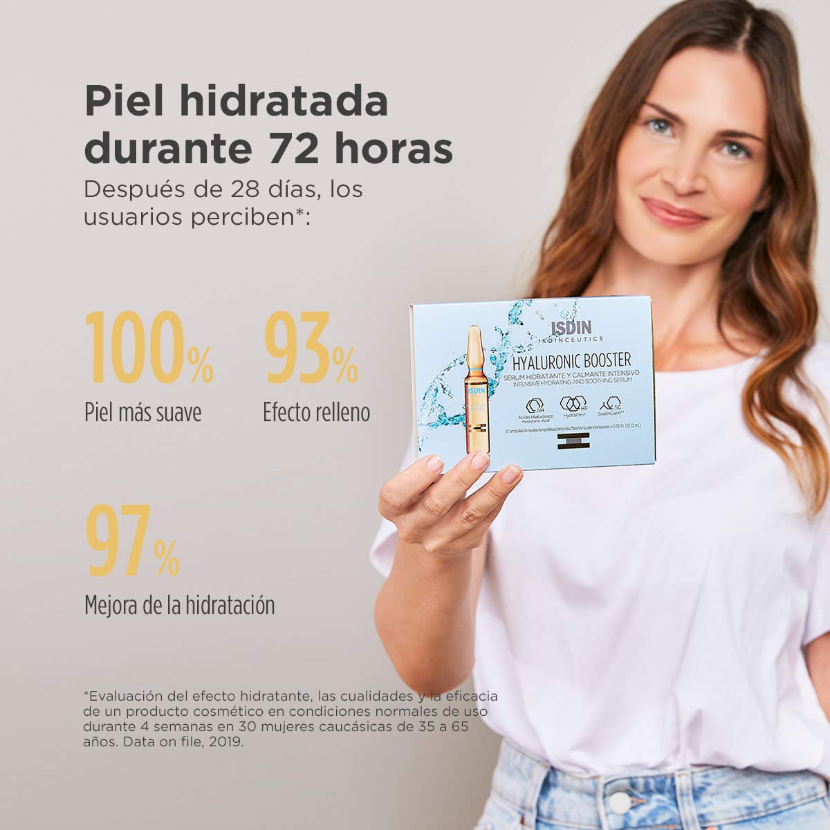 Isdinceutics Hyaluronic Booster, Sérum hidratante y calmante intensivo con ácido hialurónico, 5 ampolletas