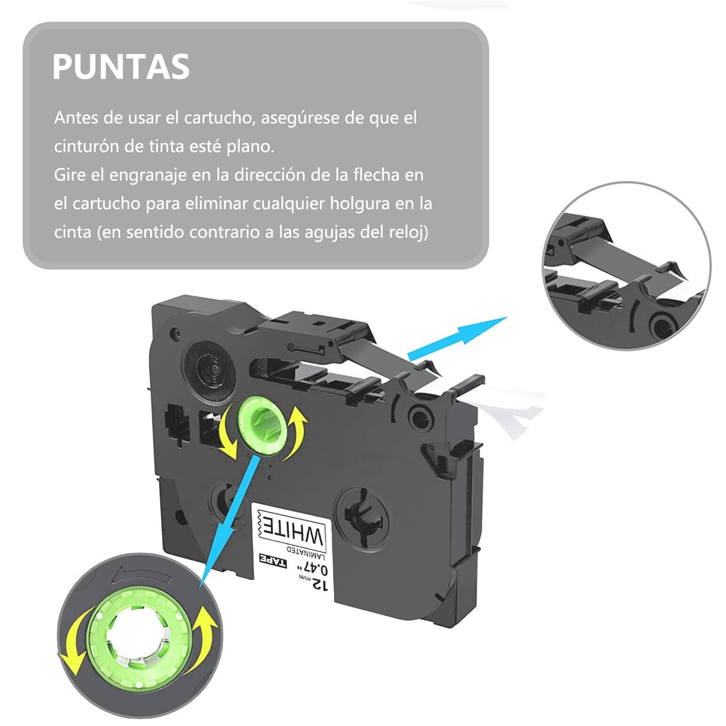 Cinta de Etiquetas para Brother P Touch Label Tape TZe-231 TZ-231 Cinta Laminada Estándar para PT-D200 PT-D210 PT-H110 PT-D600 Label Makers - 0.47" x 26.2"(12 mm x 8 m), Negro sobre Blanco, 4pk