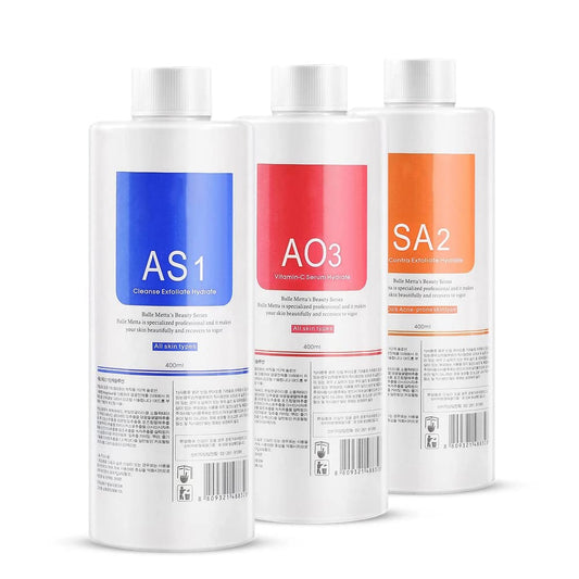 Crowsuggy Aqua Peeling Solution, Top Salon Skin Scrub, Hydra Skin Scrub Solución especial, solución de burbujas pequeñas (3 botellas x 400 ml)