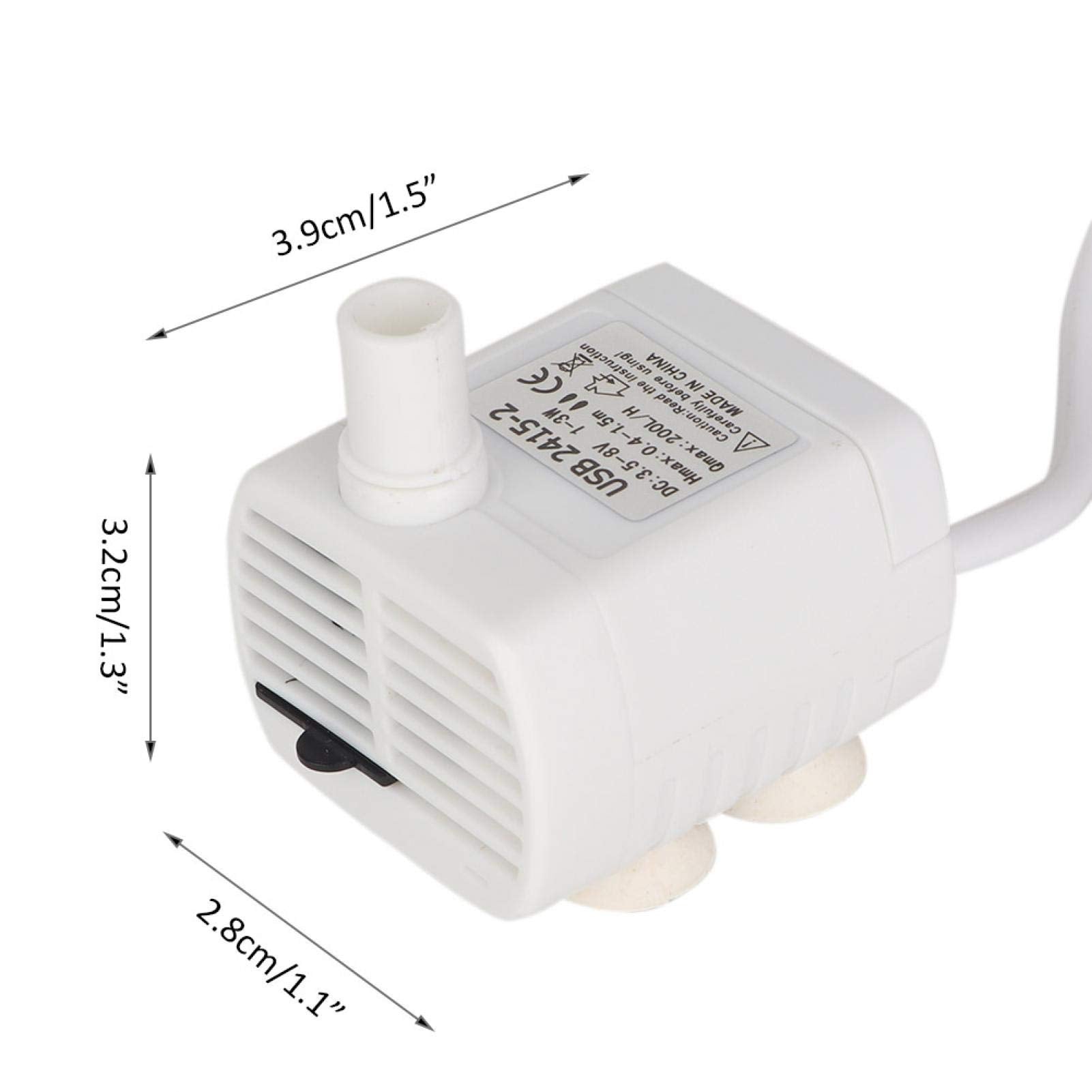 Bomba de fuente para mascotas, Mini bomba USB 200L / H Bomba de agua sumergible para pecera Acuario Dispensador de agua para mascotas