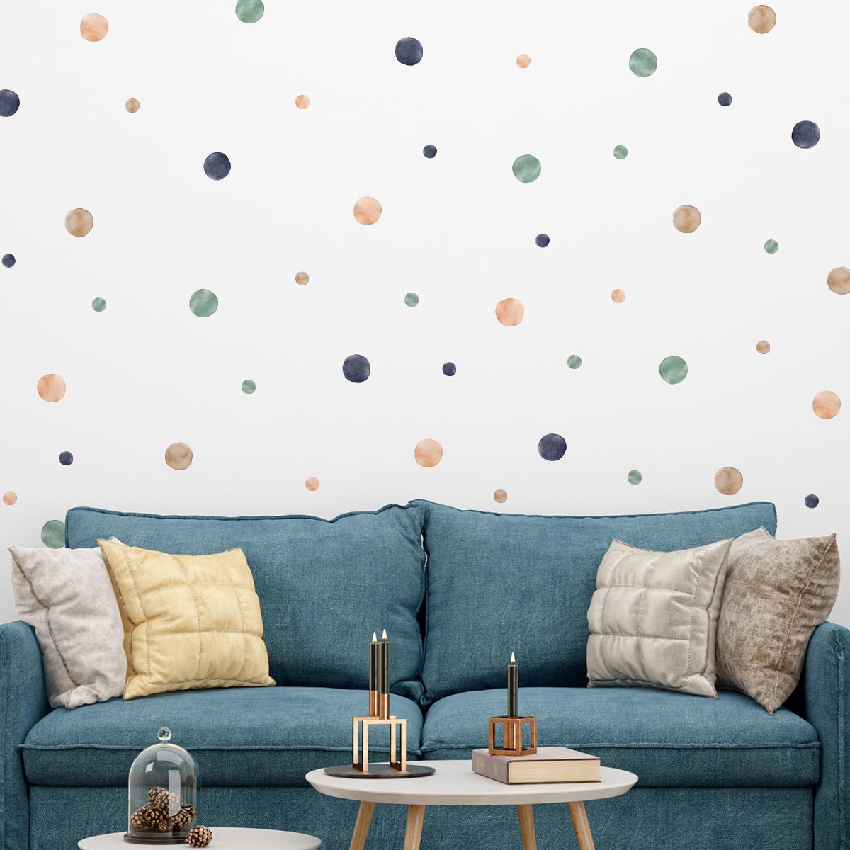 HJKlove 330 Calcomanías De Pared Con Puntos De Acuarela, Pegatinas De Pared De Lunares Bohemios Con Arcoíris Para Habitación De Niños, Multicolor
