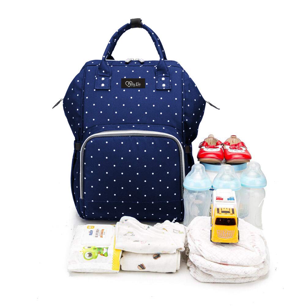Milky Chic Mommy - Bolsa de pañales impermeable con puerto de carga USB para carriola, Azul (Blue Dogs)