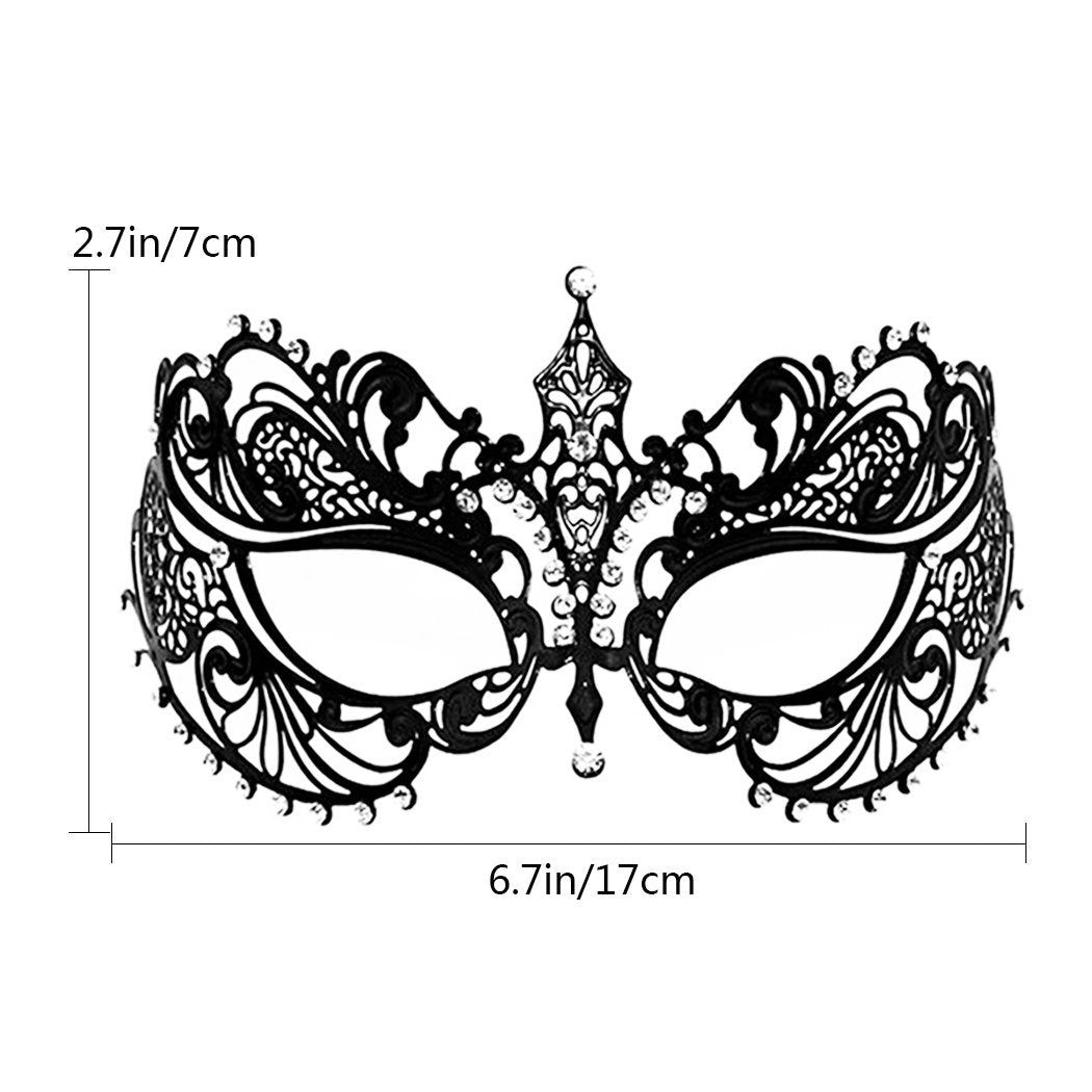 Máscaras Venecianas de Corona Negro para Disfraces de Mardi Gras