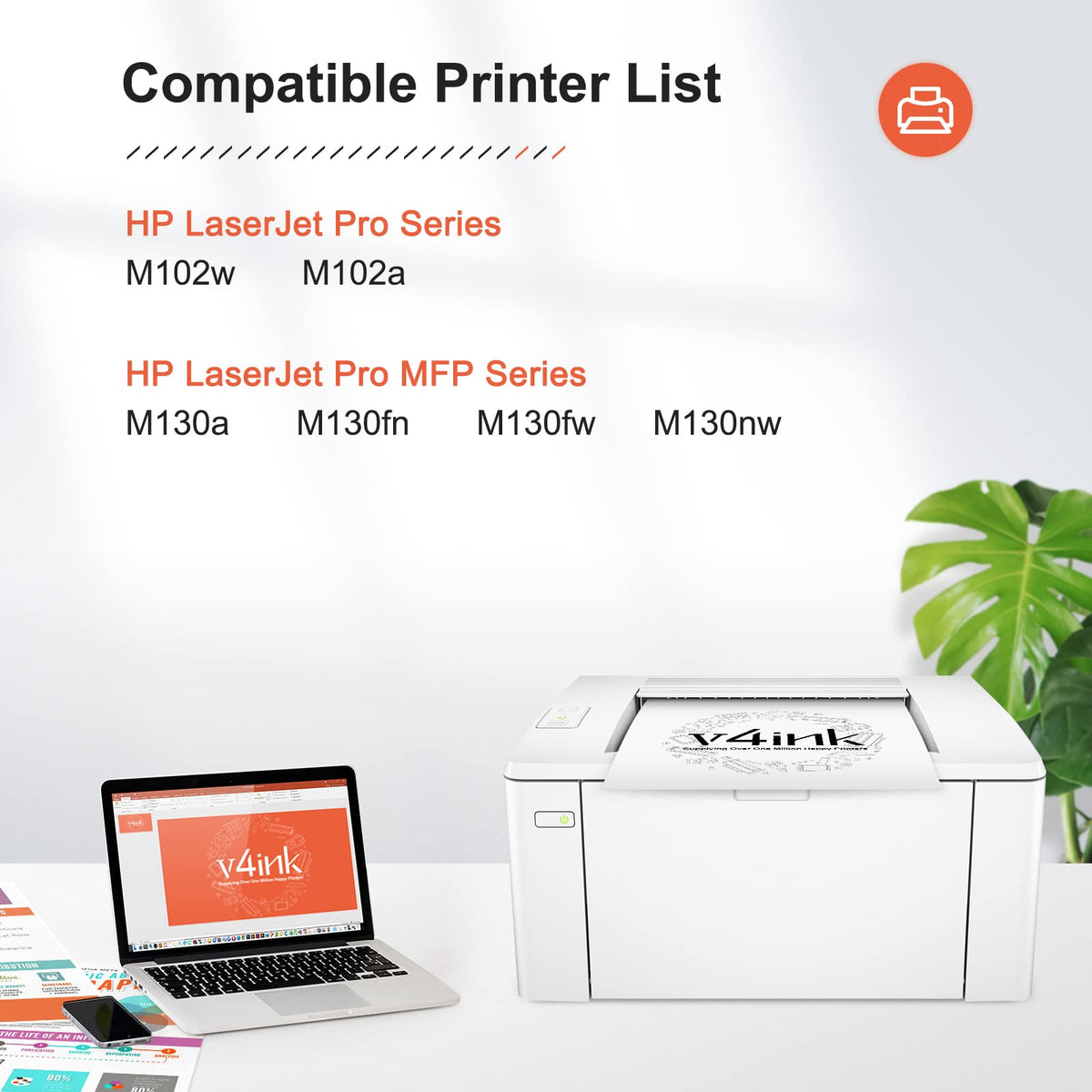 Cartucho de Tóner V4INK Negro Compatible con HP Pro MFP M130 y M102