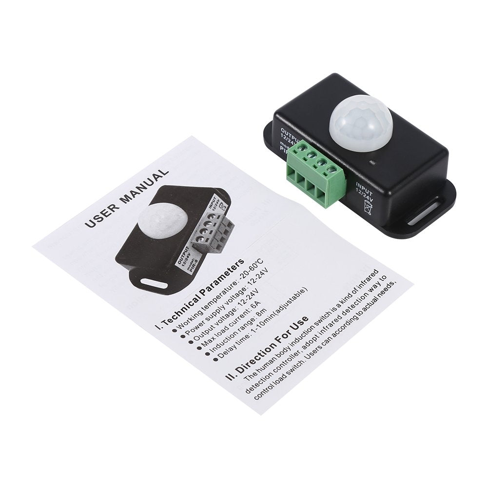 Interruptor detector de sensor de movimiento PIR infrarrojo de seguridad corporal para tira de luz LED DC 12V / 24V