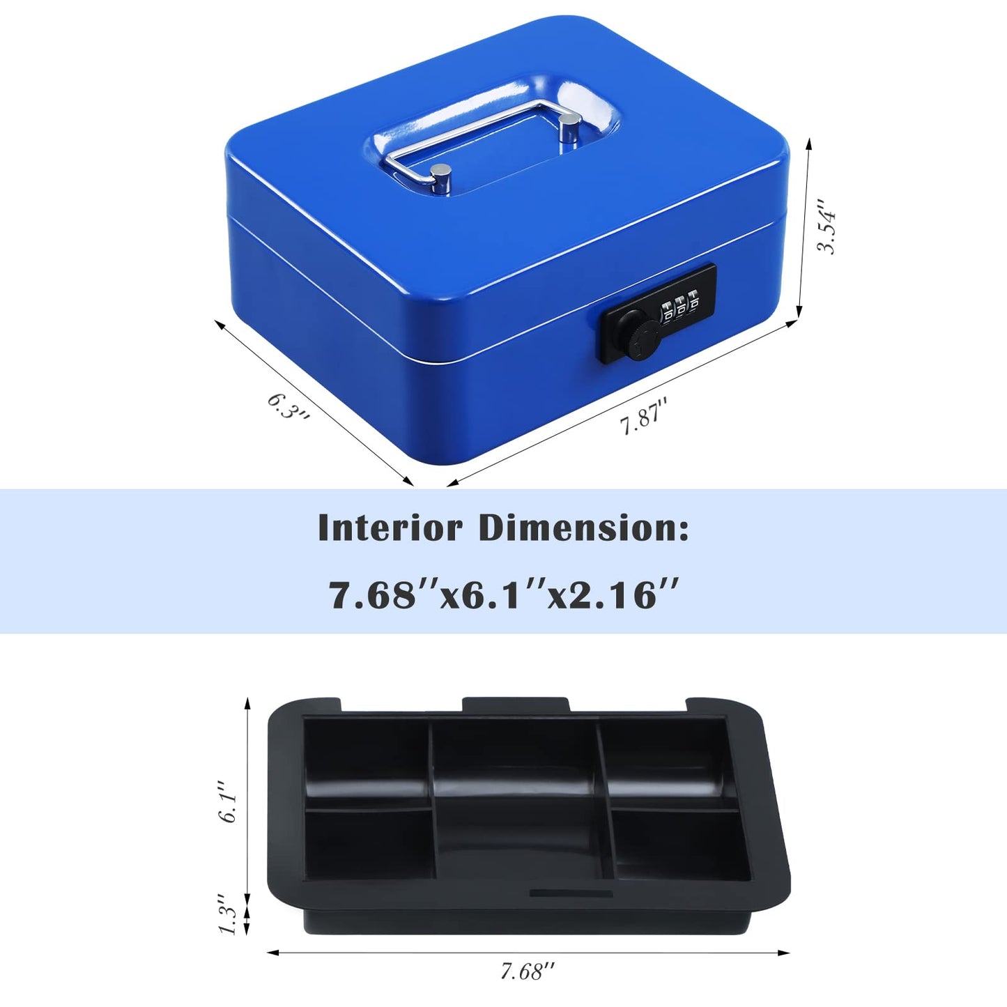 Caja Fuerte de Acero xydled Azul con Cerradura de Combinación y Bandeja Extraíble Mediana