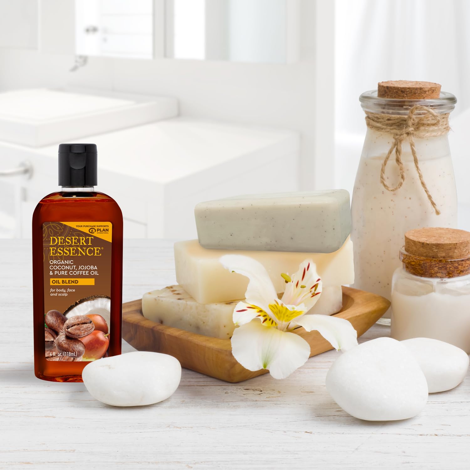Desert Essence - Aceite Orgánico de Coco, Jojoba y Café Puro Para Cara y Cabello 118ml