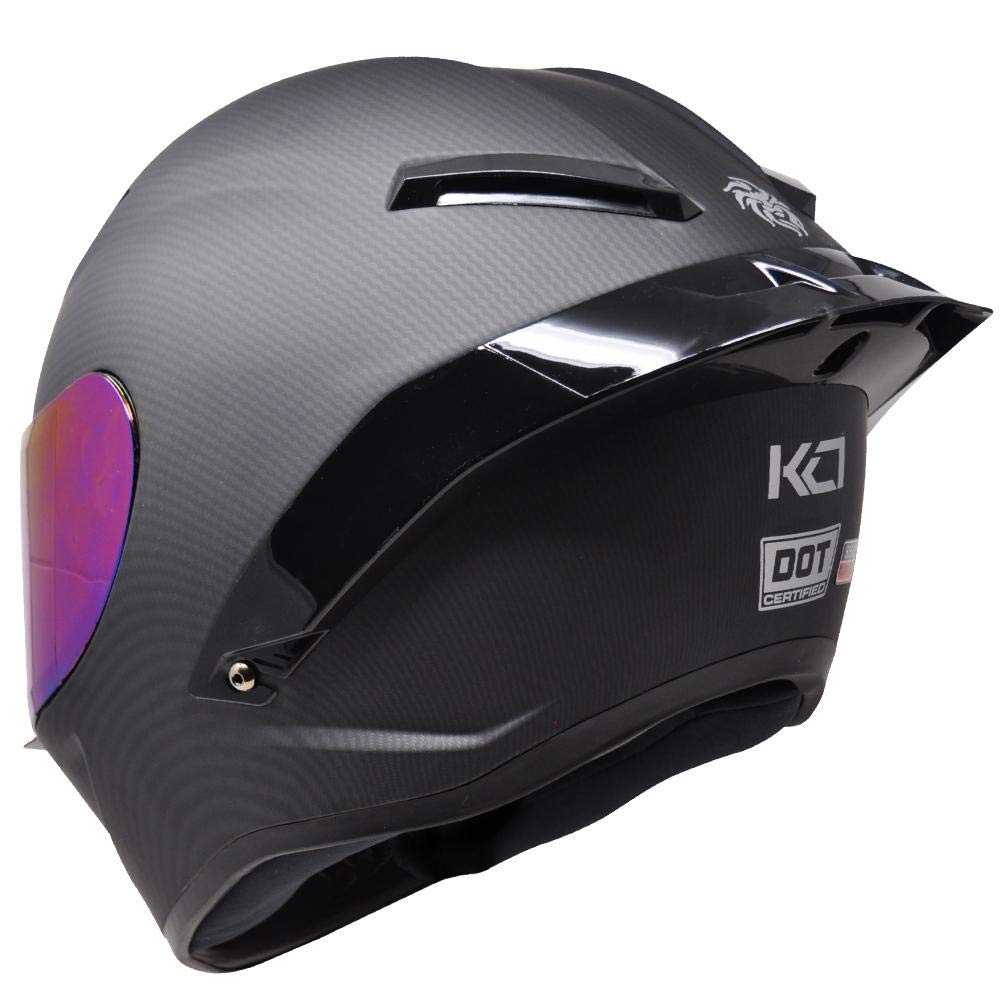 KOV Casco para Moto Integral KC1 Certificado Dot Estilo Carbono Deportivo (L)