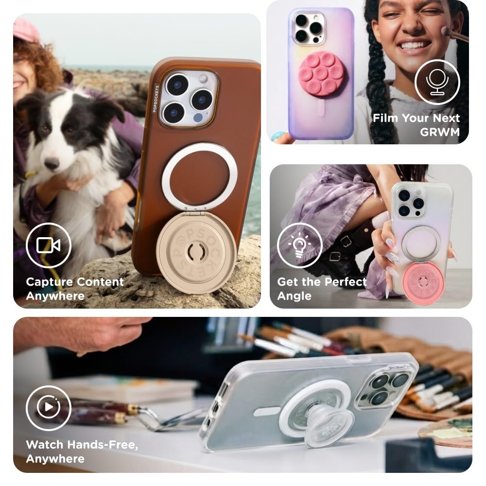 Agarre para Teléfono PopSockets MagSafe absenta Iridiscente Ondulada con Soporte Magnético Seguro y Manos Libres Compatible con Carga Inalámbrica