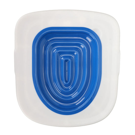GLOGLOW Kit de Entrenamiento para Inodoro de Gato, Asiento de Orinal de Entrenador de Inodoro Universal para Gato para Inodoro Doméstico (Bandeja Blanca, 1 Soporte Interior Azul)