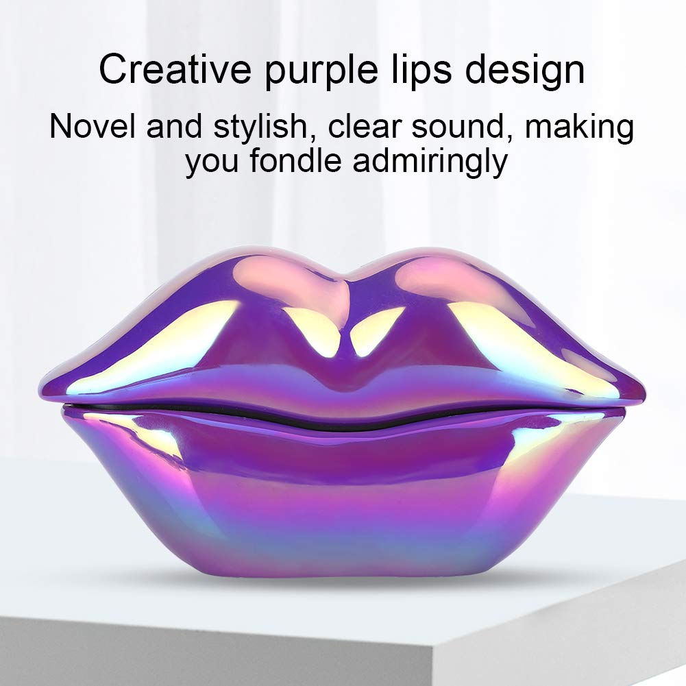 Teléfono Fijo de Escritorio Con Forma de Labios Morados - Electrochapado, Creativo, Lindo y Brillante - Con Cable