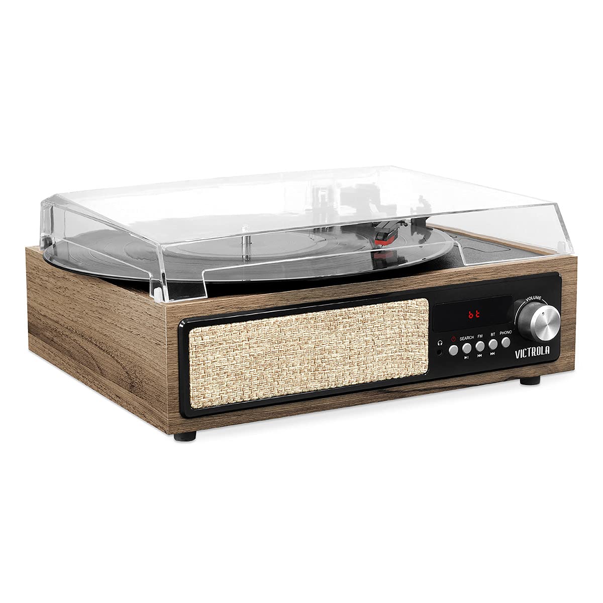 Tocadiscos Victrola Bluetooth Nogal Campestre 3 en 1 con Bocinas Integradas y Reproductor de 3 Velocidades