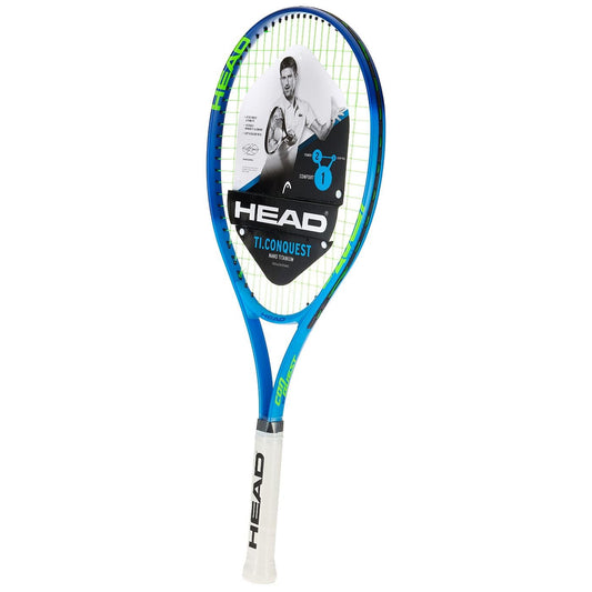 HEAD Ti. Conquest - Raqueta de Tenis - Raqueta de Equilibrio de luz de Cabeza preencordada de 27 Pulgadas, Agarre de 4 1/4 Pulgadas