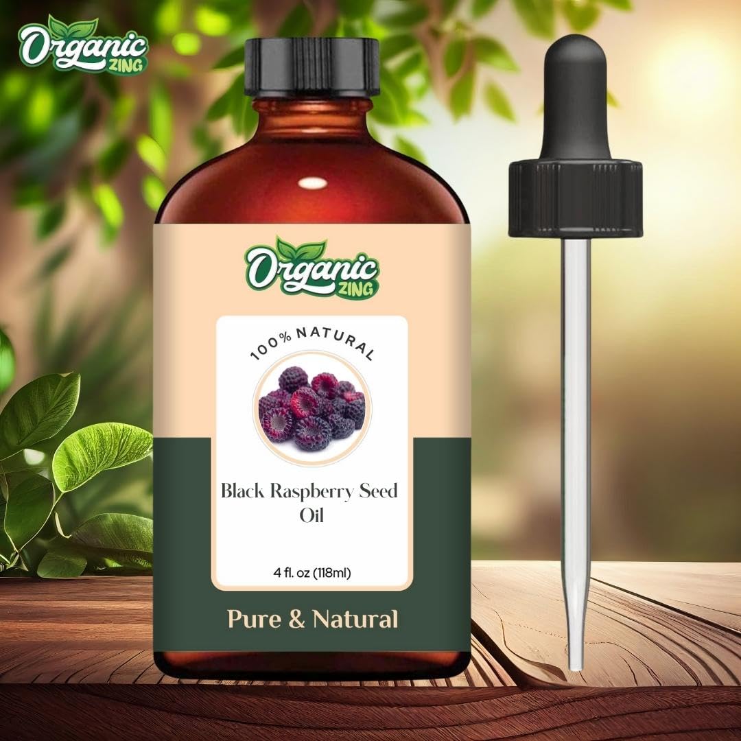 Organic Zing Black Raspberry Seed (Rubus Occidentalis) Oil | Pure & Natural Carrier Oil for Skincare and Hair Care - 118ml/3.99fl oz
