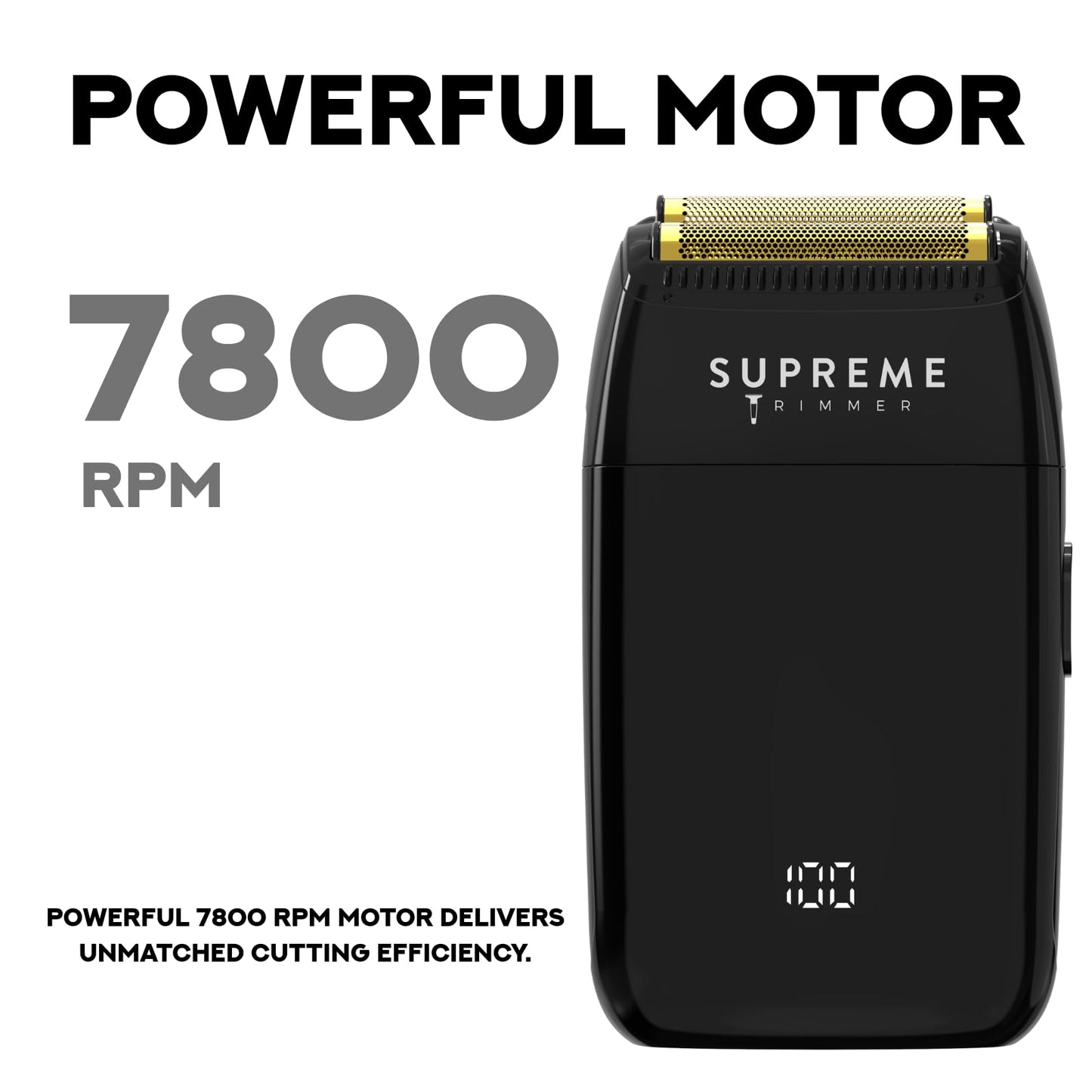 SUPREME TRIMMER - Afeitadora de papel de aluminio STF600 (60 min de tiempo de ejecución) Pro Barber Electric Razor Cald Head - Black Crunch Lite