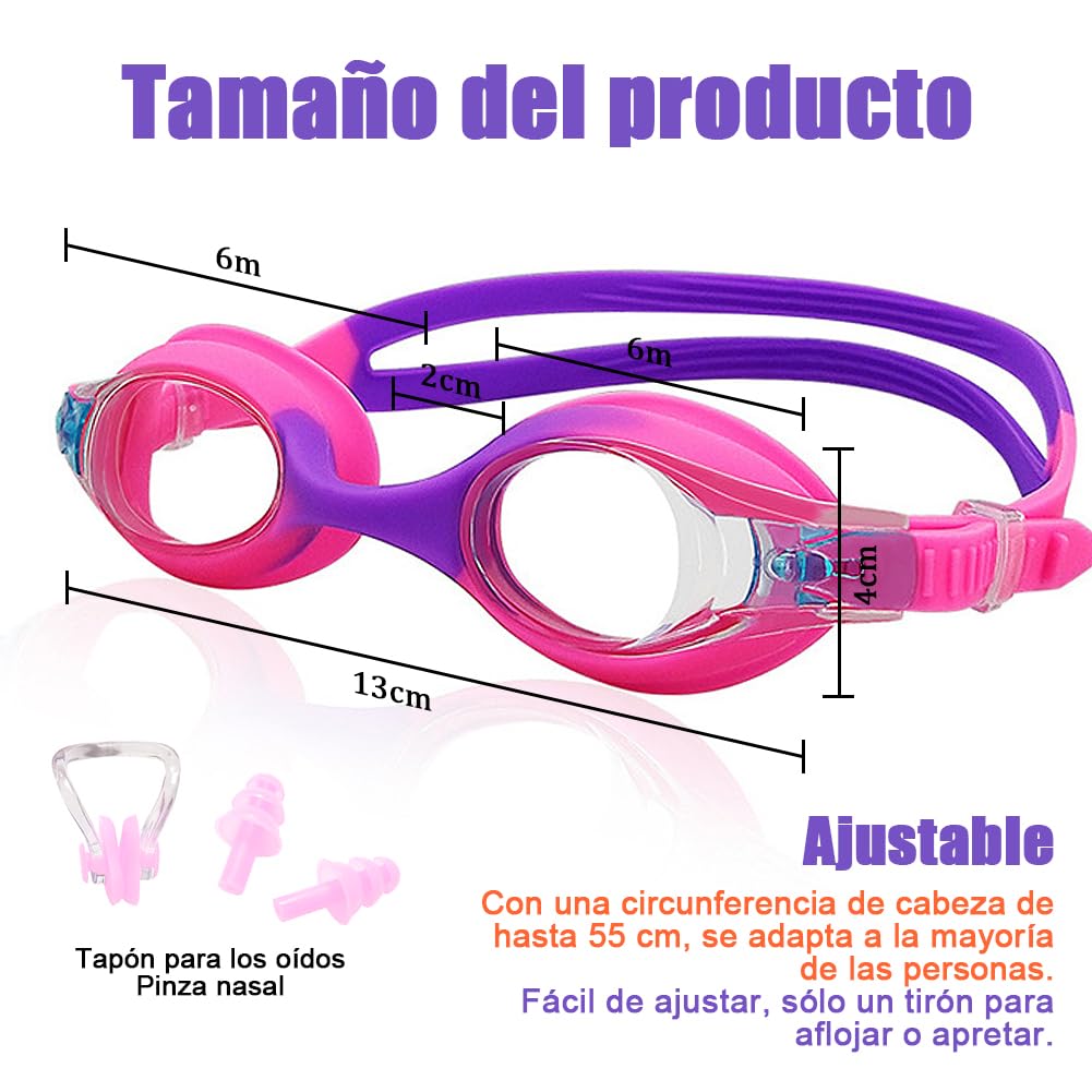 Gafas de Natación Niños 2 Pares - Antivaho + Silicona Ultra Suave, Edad 3-14 Años (Unisex)