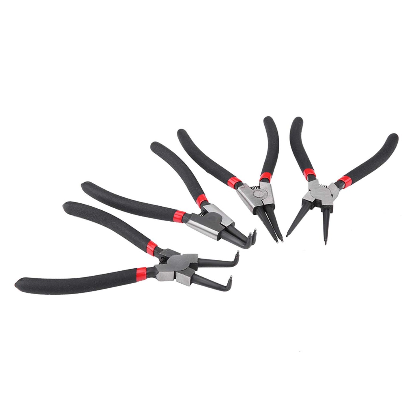 Qiilu - Juego de alicates para anillos de presión de 7 pulgadas, alicates para anillos de seguridad, internos/externos, doblados, rectos, para anillos de retención, herramienta para quitar anillos (